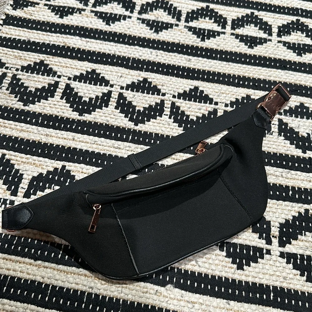 Black and rose gold fanny pack